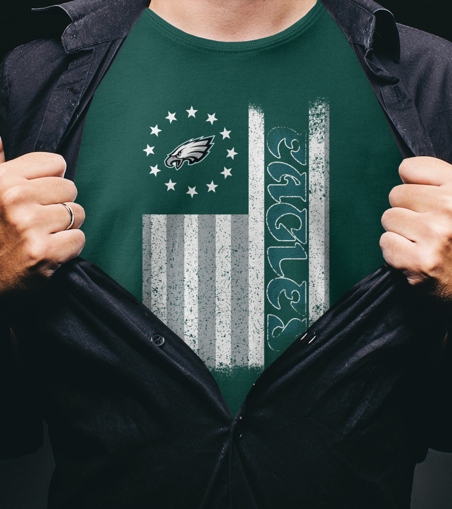 Philadelphia Eagles Stars And Stripes American Flag T-Shirt