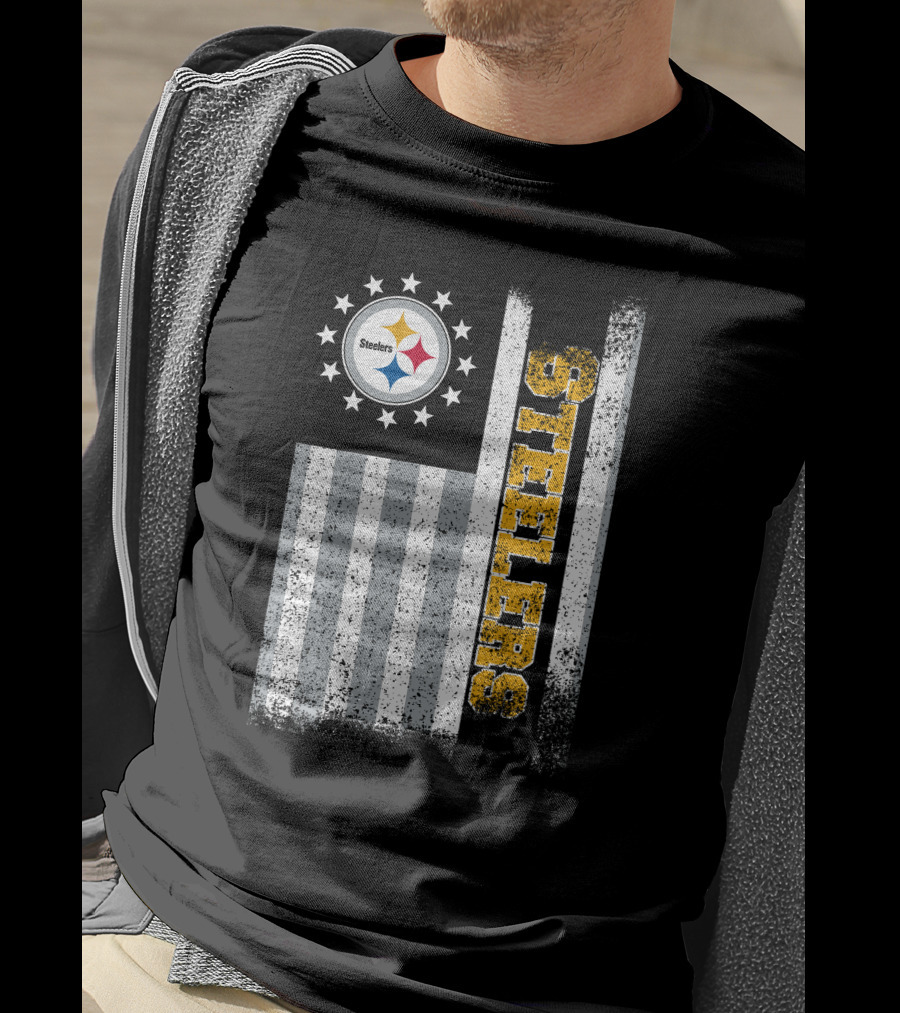 Pittsburgh Steelers American Flag Stars And Stripes T-Shirt