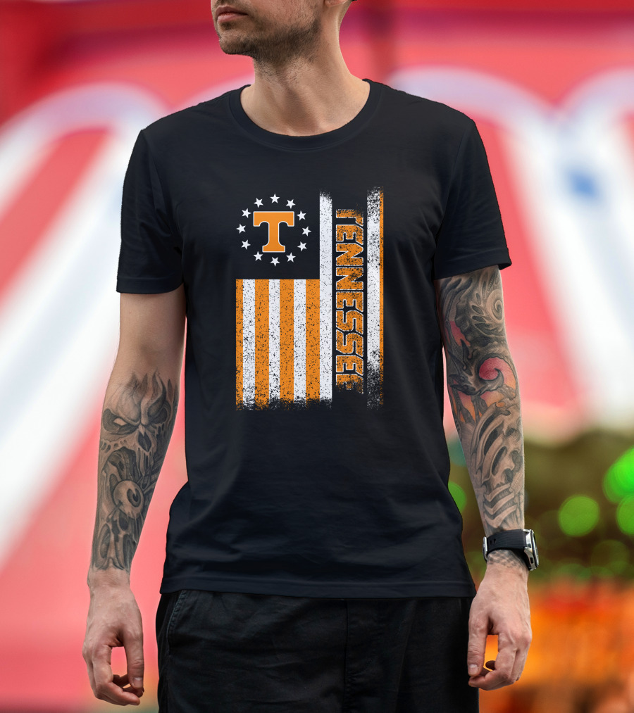 Tennessee Volunteers American Flag Stars And Stripes Vintage Look T-Shirt