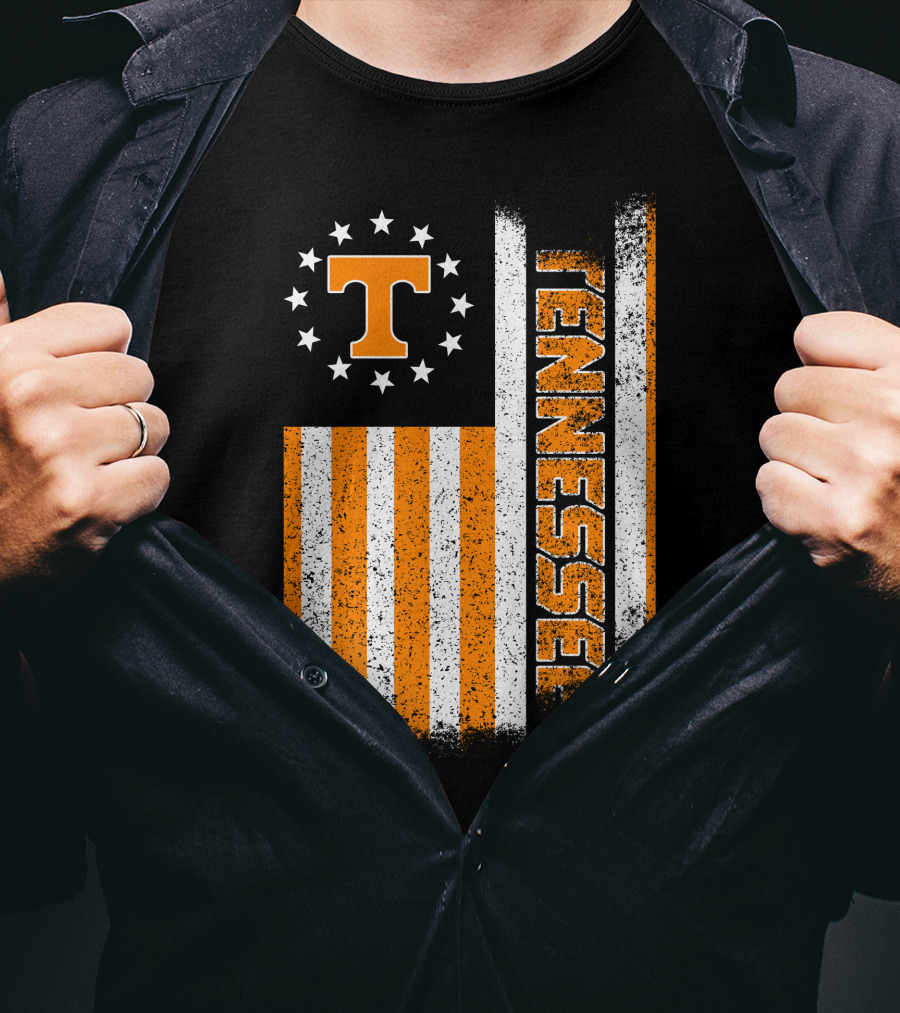Tennessee Volunteers American Flag Stars And Stripes Vintage Look T-Shirt