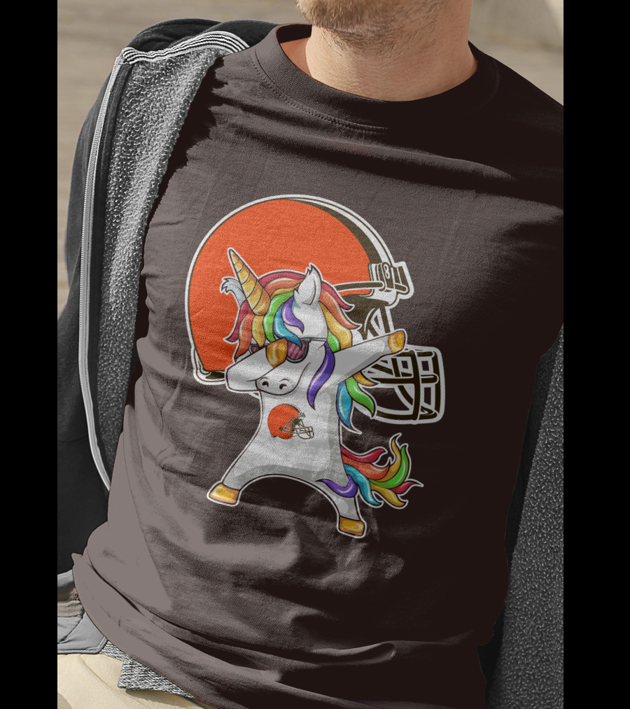 Cleveland Browns Unicorn Dabbing With Helmet T-Shirt