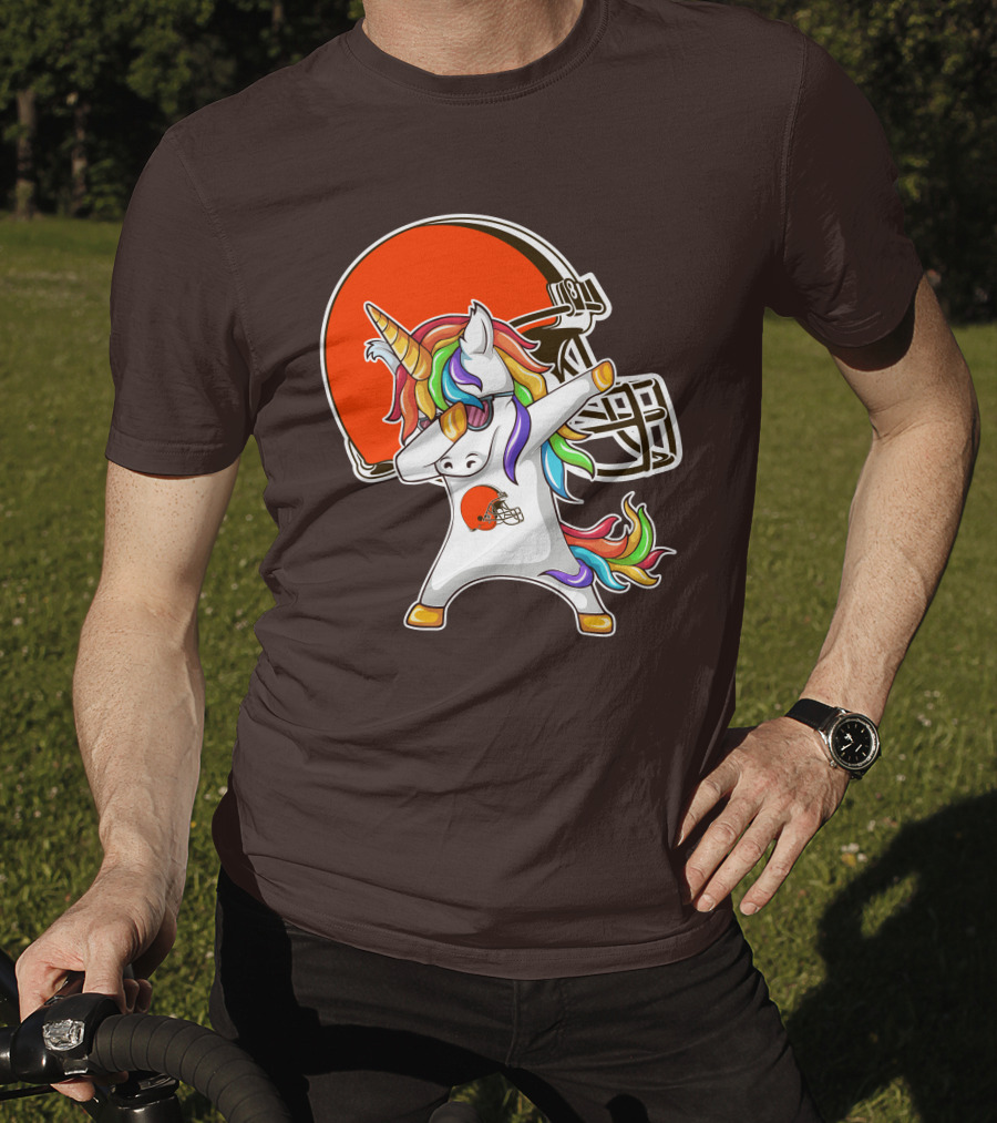 Cleveland Browns Unicorn Dabbing With Helmet T-Shirt