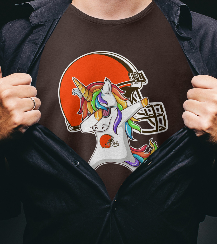 Cleveland Browns Unicorn Dabbing With Helmet T-Shirt