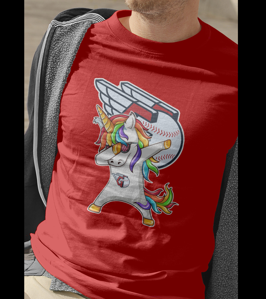 Cleveland Guardians Baseball Unicorn Dabbing With Winged Ball T-Shirt