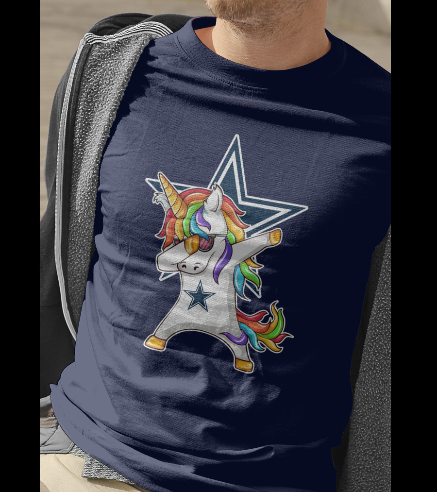 Dallas Cowboys Unicorn Dabbing Star Rainbow T-Shirt