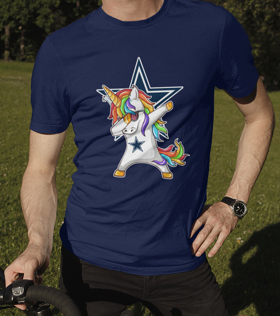 Dallas Cowboys Unicorn Dabbing Star Rainbow T-Shirt