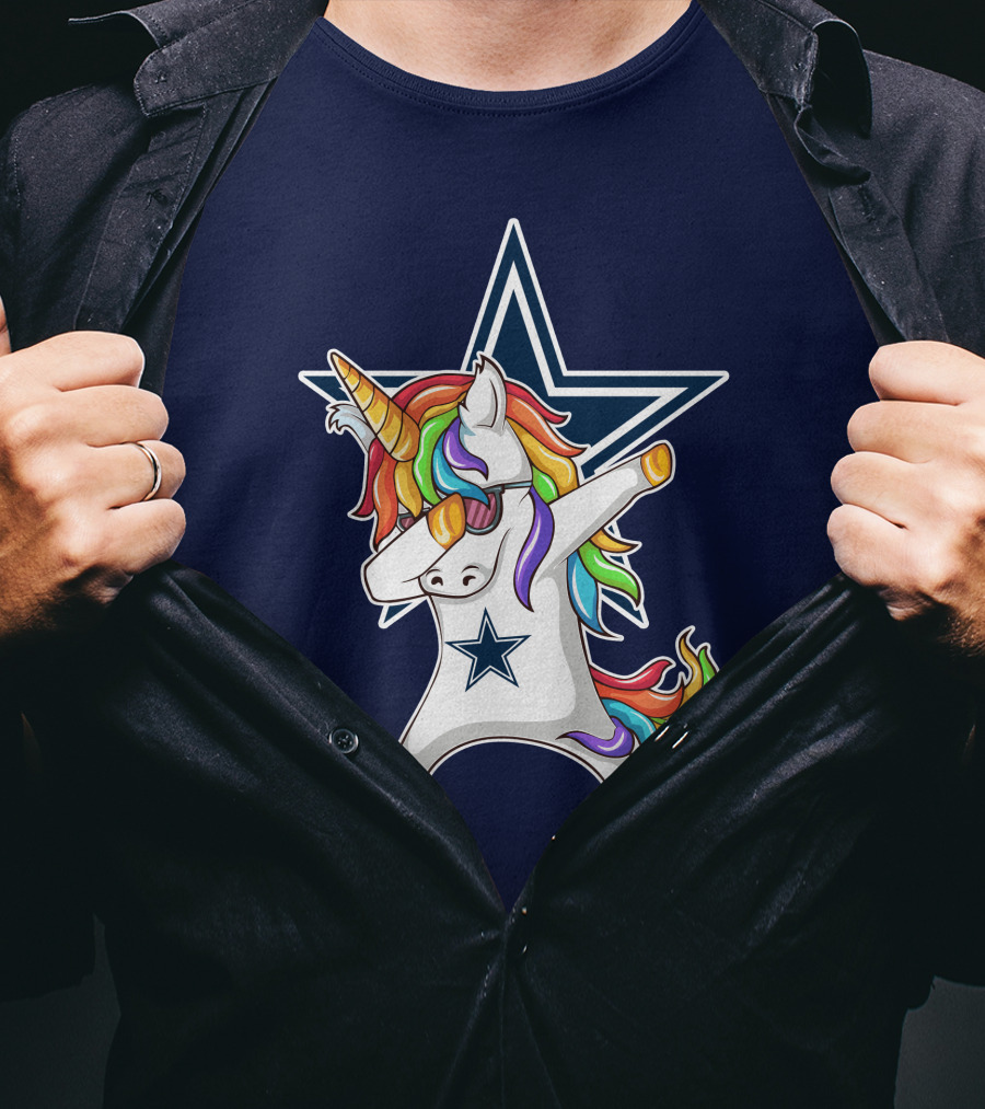 Dallas Cowboys Unicorn Dabbing Star Rainbow T-Shirt