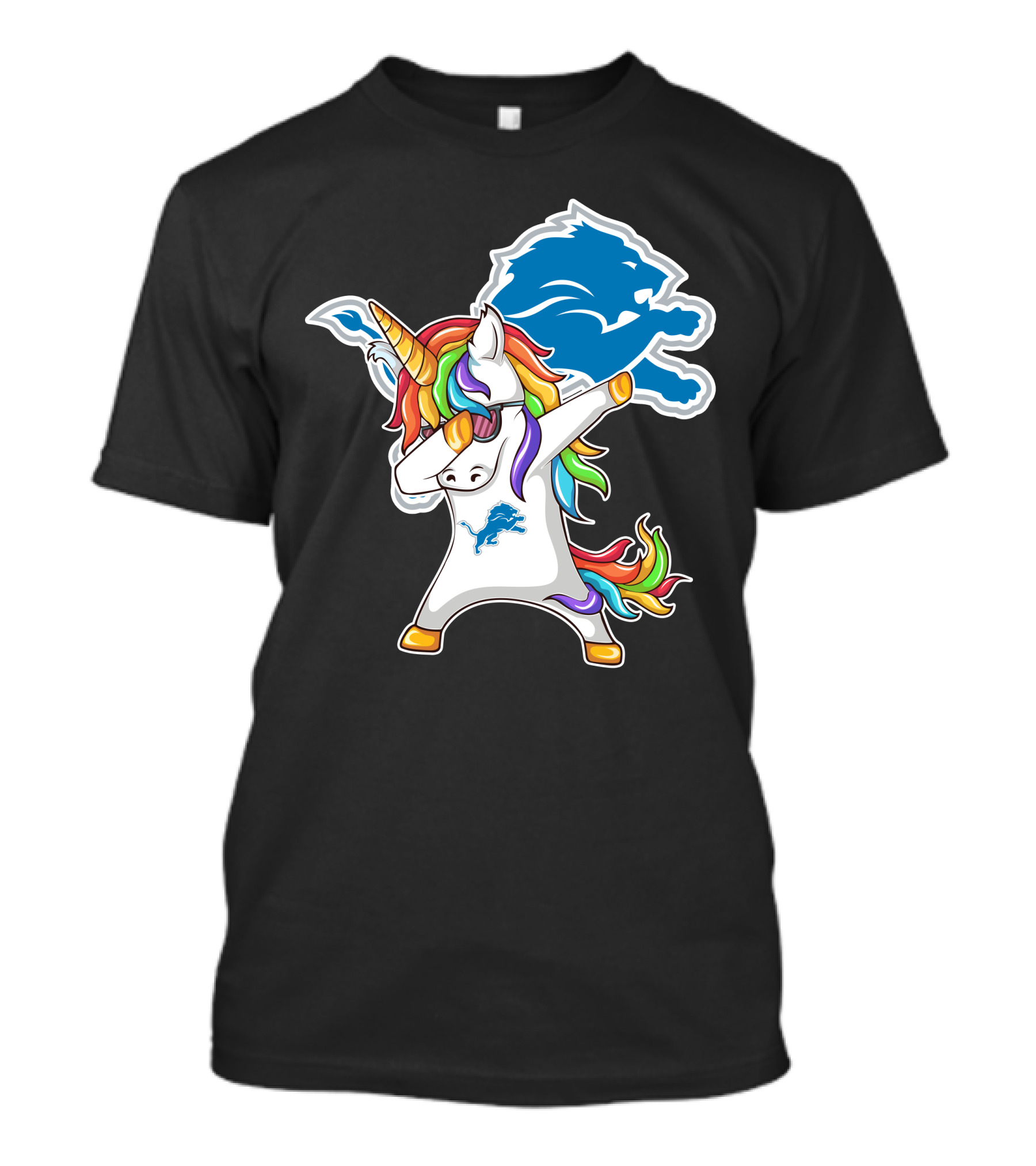 Detroit Lions Rainbow Unicorn Dabbing T-Shirt