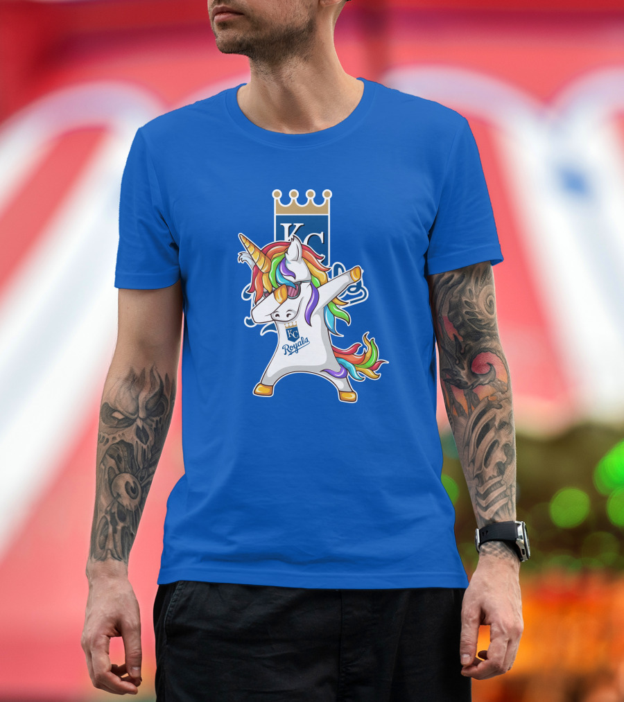 KC Royals Unicorn Dabbing with Rainbow Mane T-Shirt