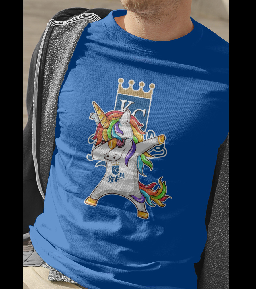 KC Royals Unicorn Dabbing With Rainbow Mane T-Shirt