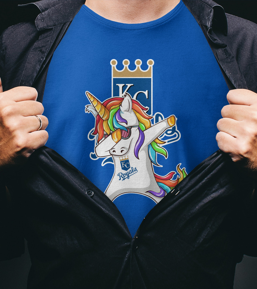 KC Royals Unicorn Dabbing With Rainbow Mane T-Shirt