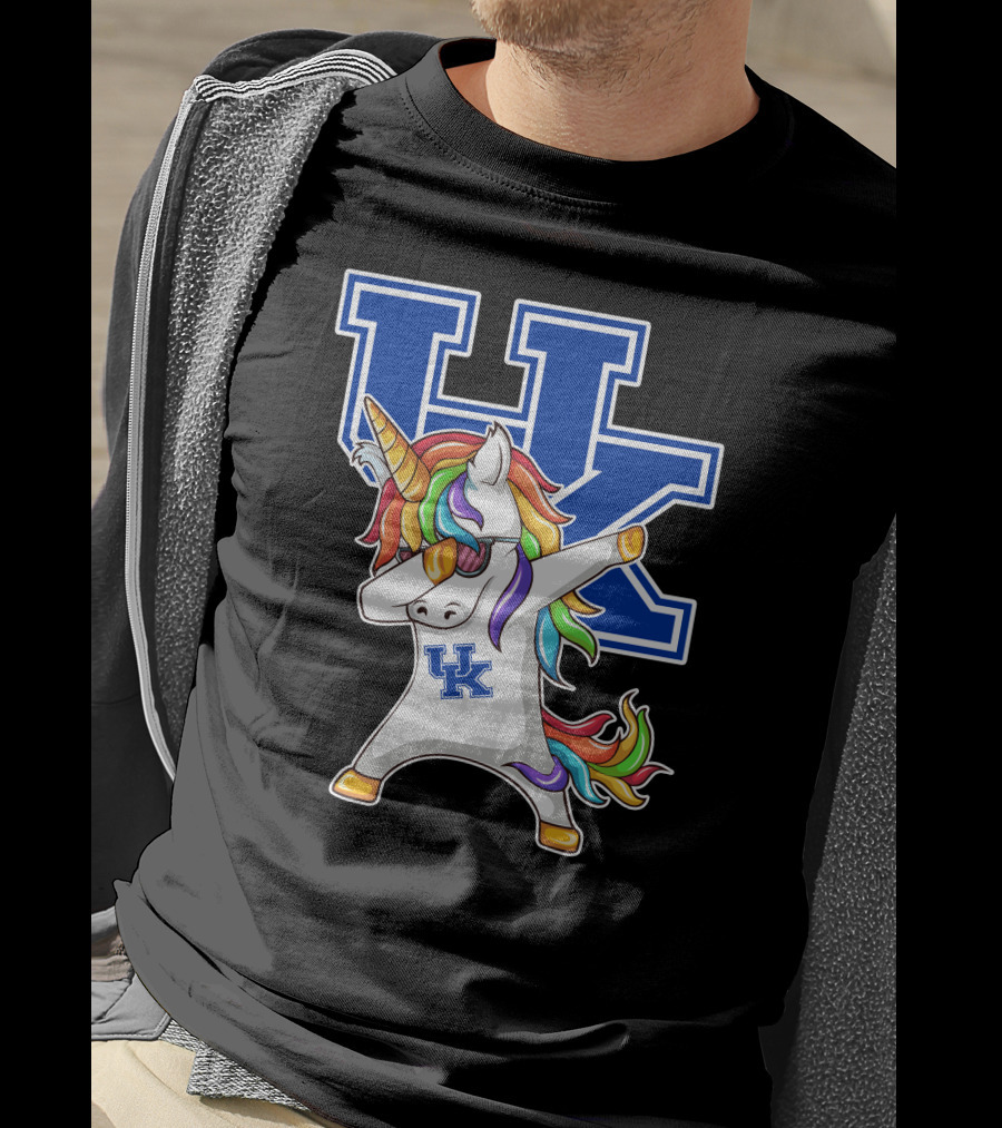 Kentucky Wildcats Unicorn Dabbing UK Logo Rainbow Mane T-Shirt