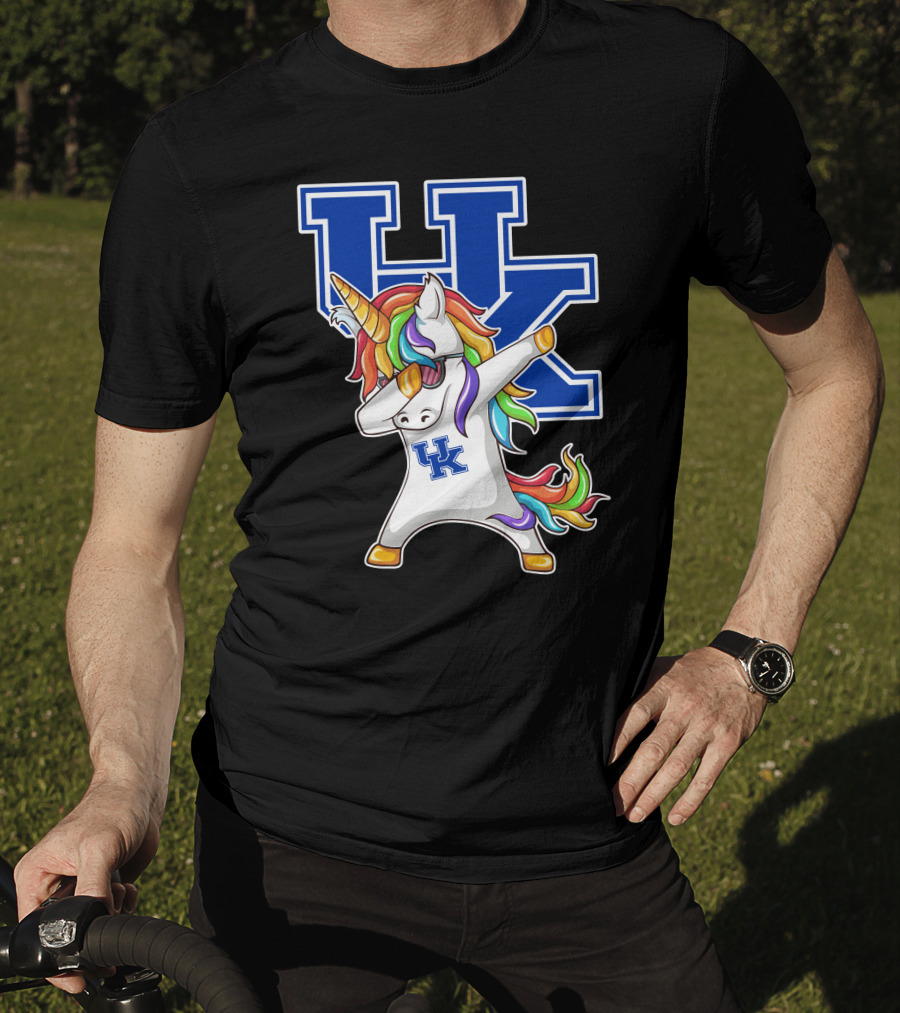 Kentucky Wildcats Unicorn Dabbing UK Logo Rainbow Mane T-Shirt