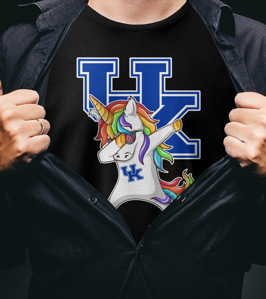 Kentucky Wildcats Unicorn Dabbing UK Logo Rainbow Mane T-Shirt