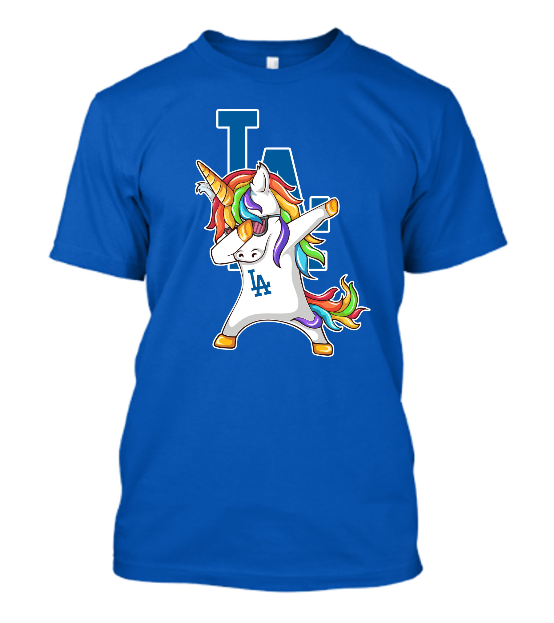 LA Dodgers Unicorn Dabbing Rainbow Mane T-Shirt