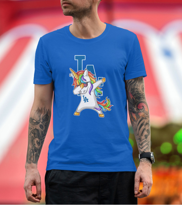 Premium T-Shirt: LA Dodgers Unicorn Dabbing Rainbow Mane T-Shirt LA Dodgers Unicorn Dabbing Rainbow Mane T-Shirt