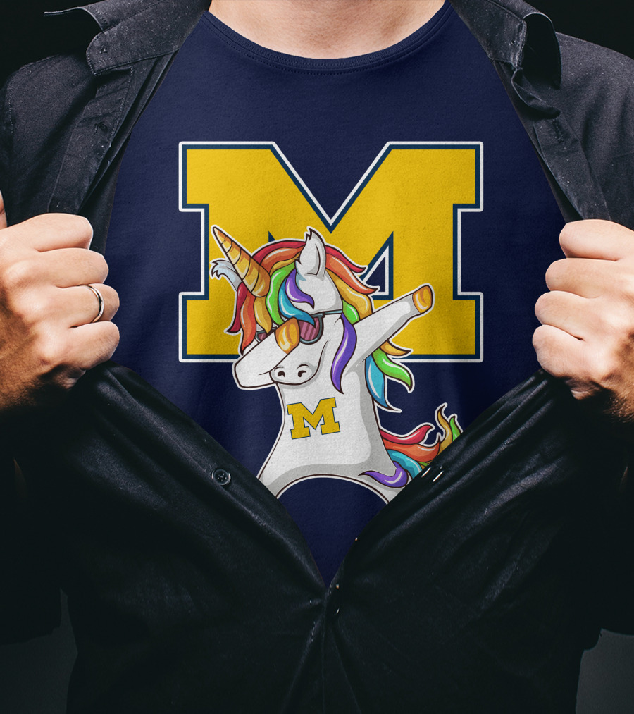 Michigan Wolverines Unicorn Dabbing M T-Shirt