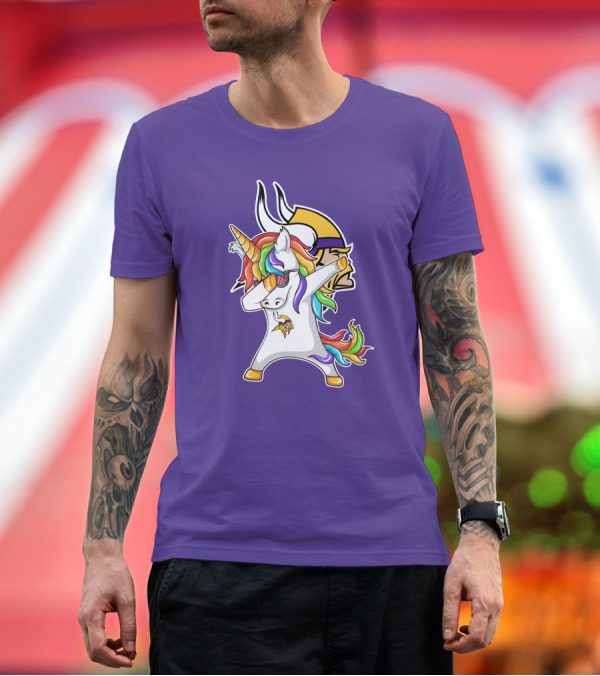 Premium T-Shirt: Minnesota Vikings Rainbow Unicorn Dabbing T-Shirt Minnesota Vikings Rainbow Unicorn Dabbing T-Shirt