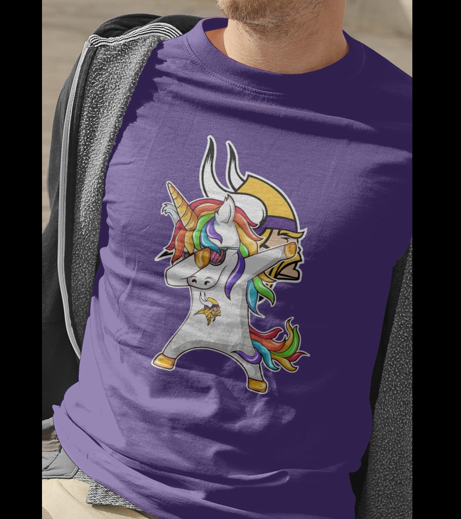 Minnesota Vikings Rainbow Unicorn Dabbing T-Shirt