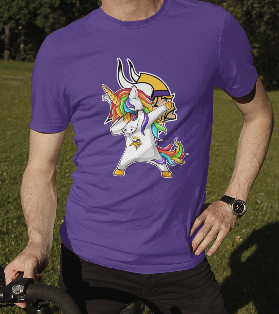 Minnesota Vikings Rainbow Unicorn Dabbing T-Shirt