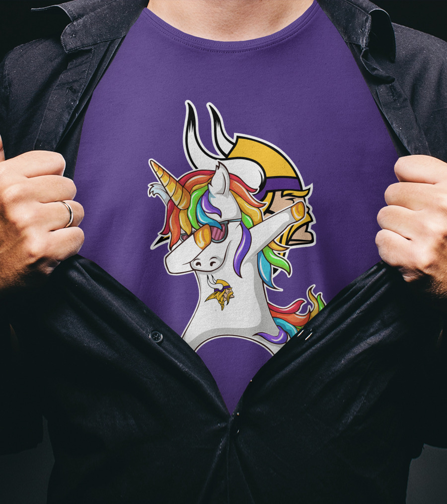 Minnesota Vikings Rainbow Unicorn Dabbing T-Shirt
