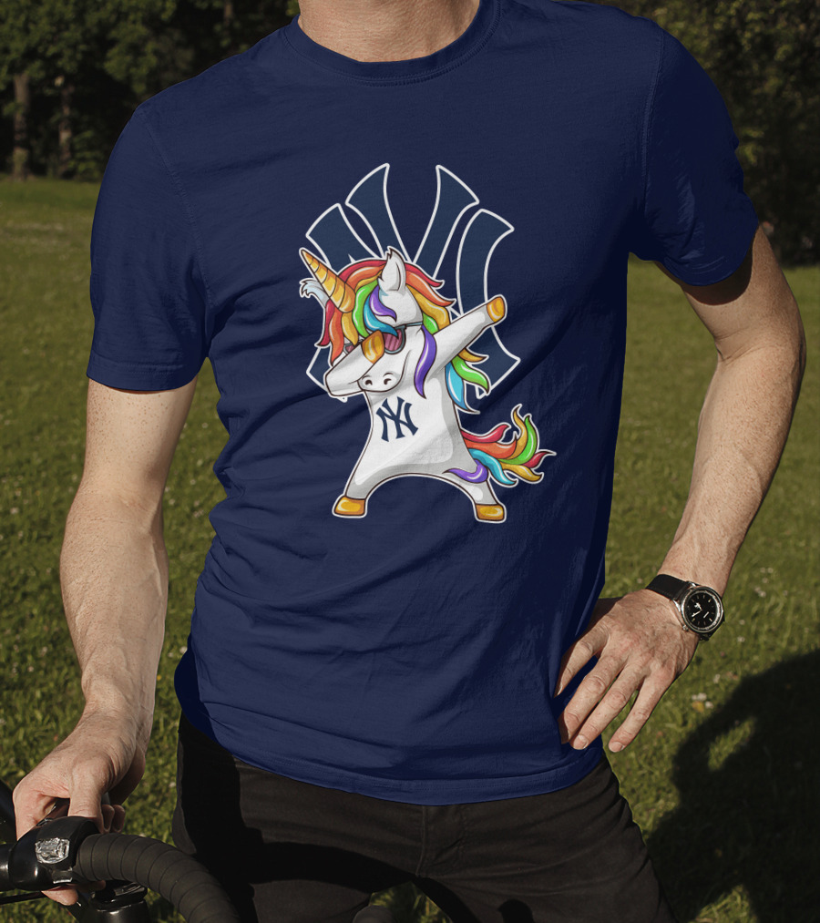 New York Yankees Unicorn Dabbing Rainbow T-Shirt