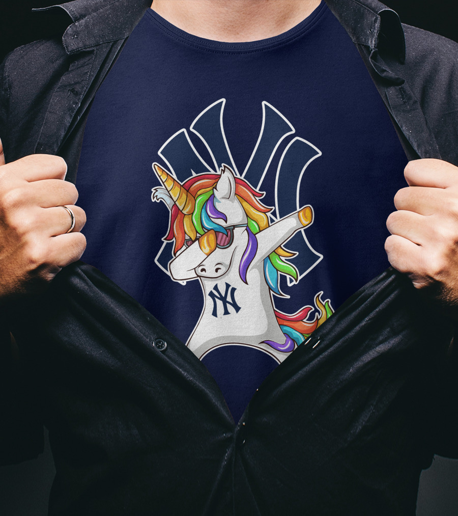 New York Yankees Unicorn Dabbing Rainbow T-Shirt