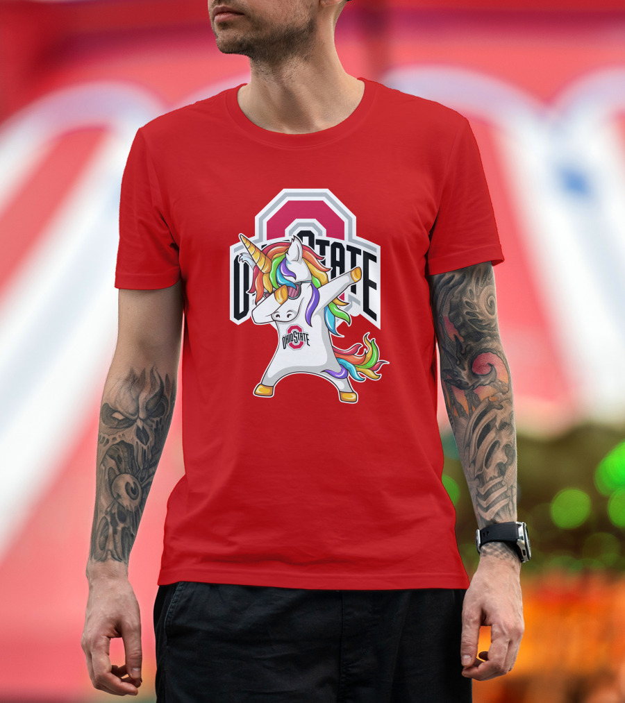 Ohio State Buckeyes Rainbow Unicorn Dabbing T-Shirt