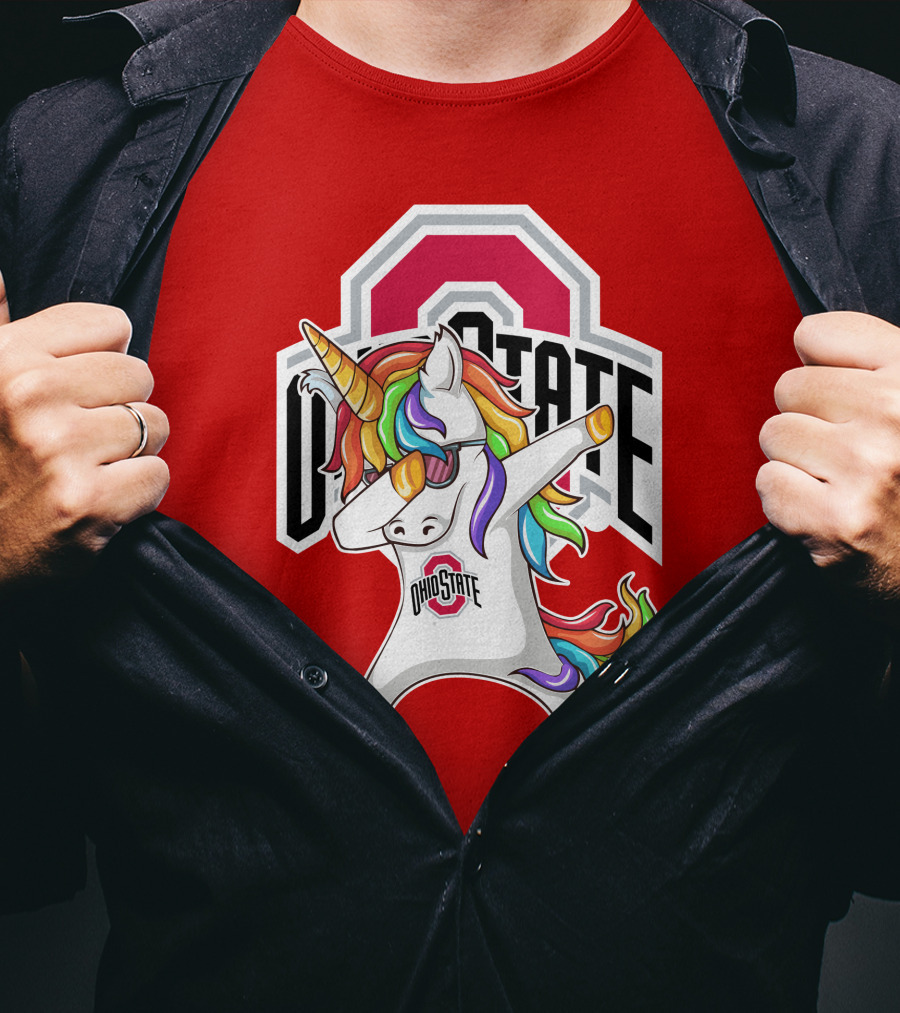 Ohio State Buckeyes Rainbow Unicorn Dabbing T-Shirt