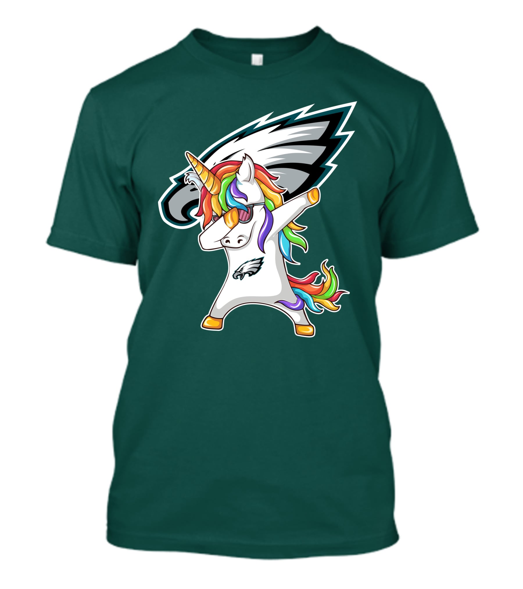 Philadelphia Eagles Unicorn Dabbing Rainbow Mane T-Shirt