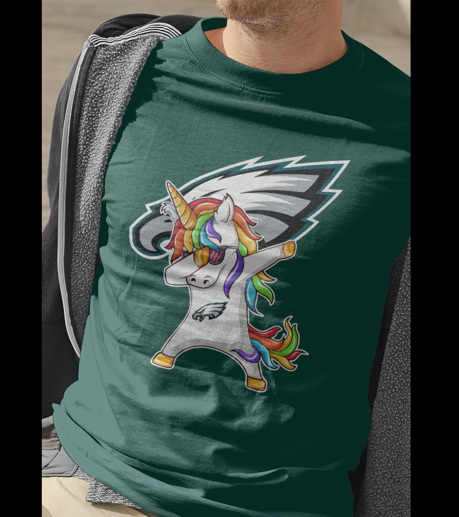 Philadelphia Eagles Unicorn Dabbing Rainbow Mane T-Shirt