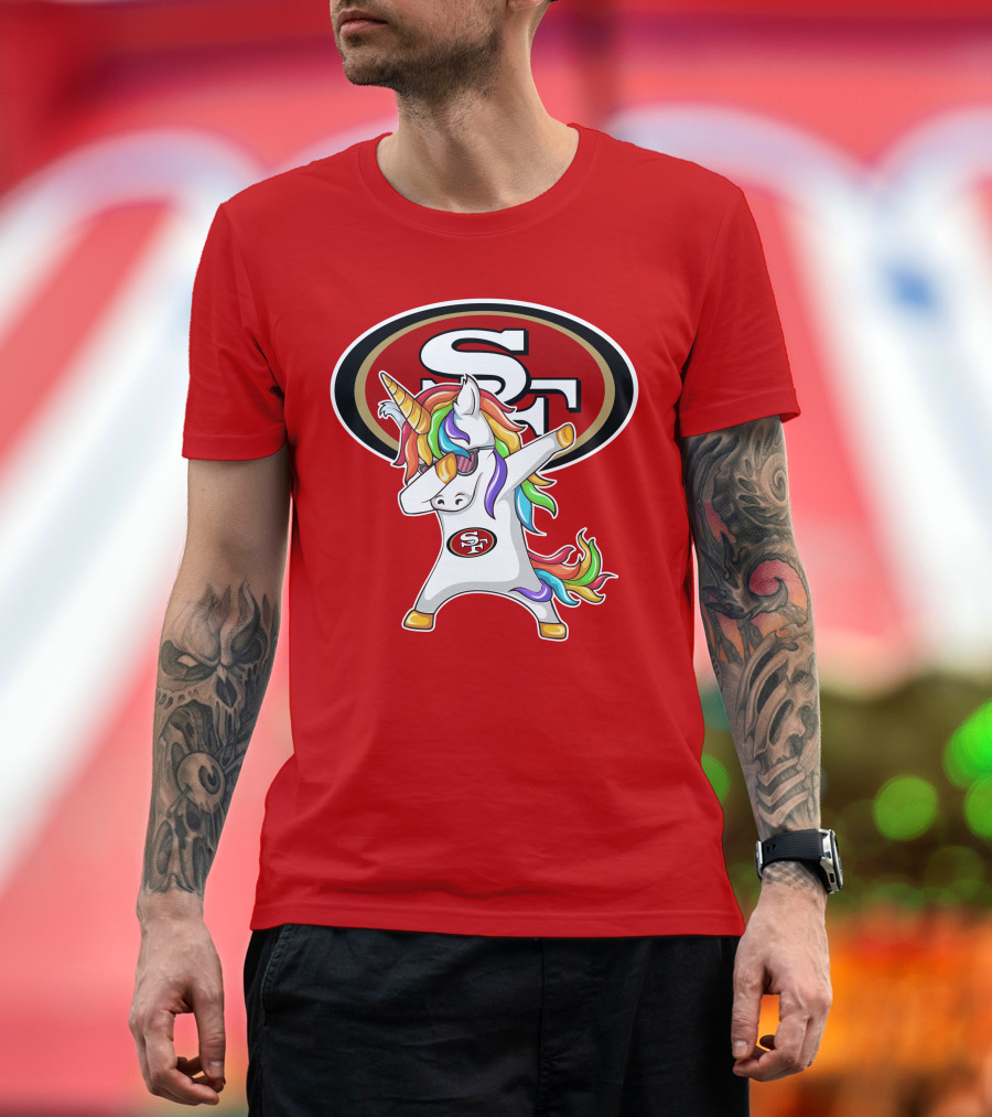 San Francisco 49ers SF Logo Rainbow Unicorn Dabbing T-Shirt