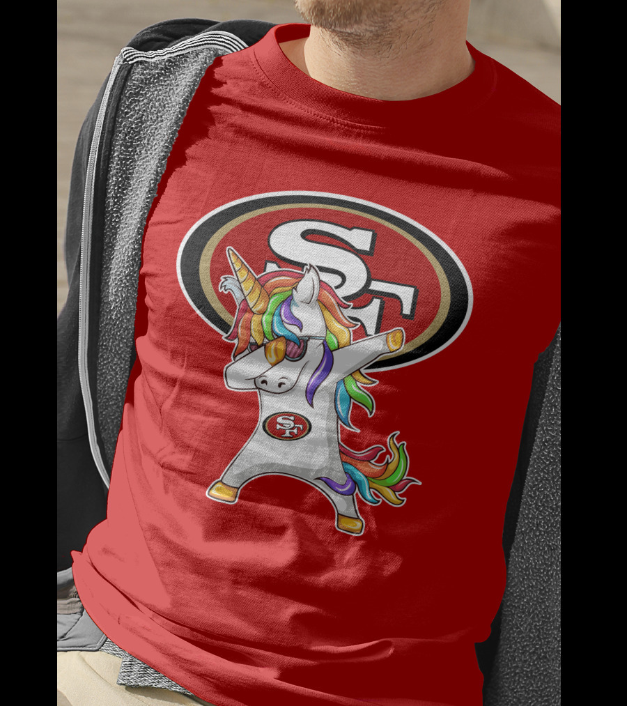 San Francisco 49ers SF Logo Rainbow Unicorn Dabbing T-Shirt