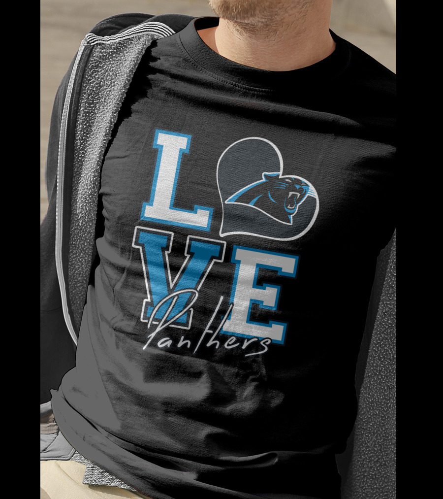 Love Panthers Heart T-Shirt