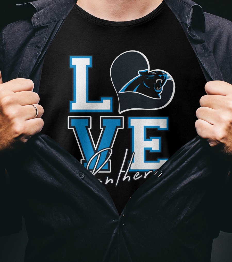 Love Panthers Heart T-Shirt