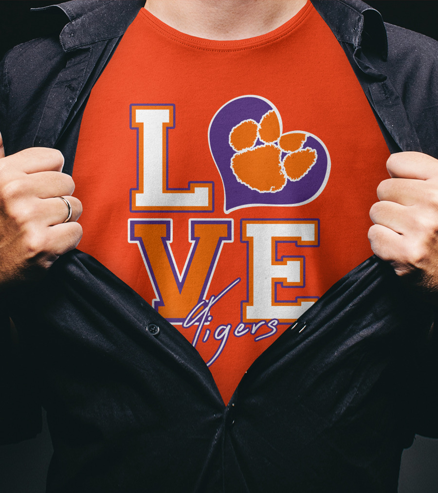 LOVE Heart Tigers Clemson T-Shirt