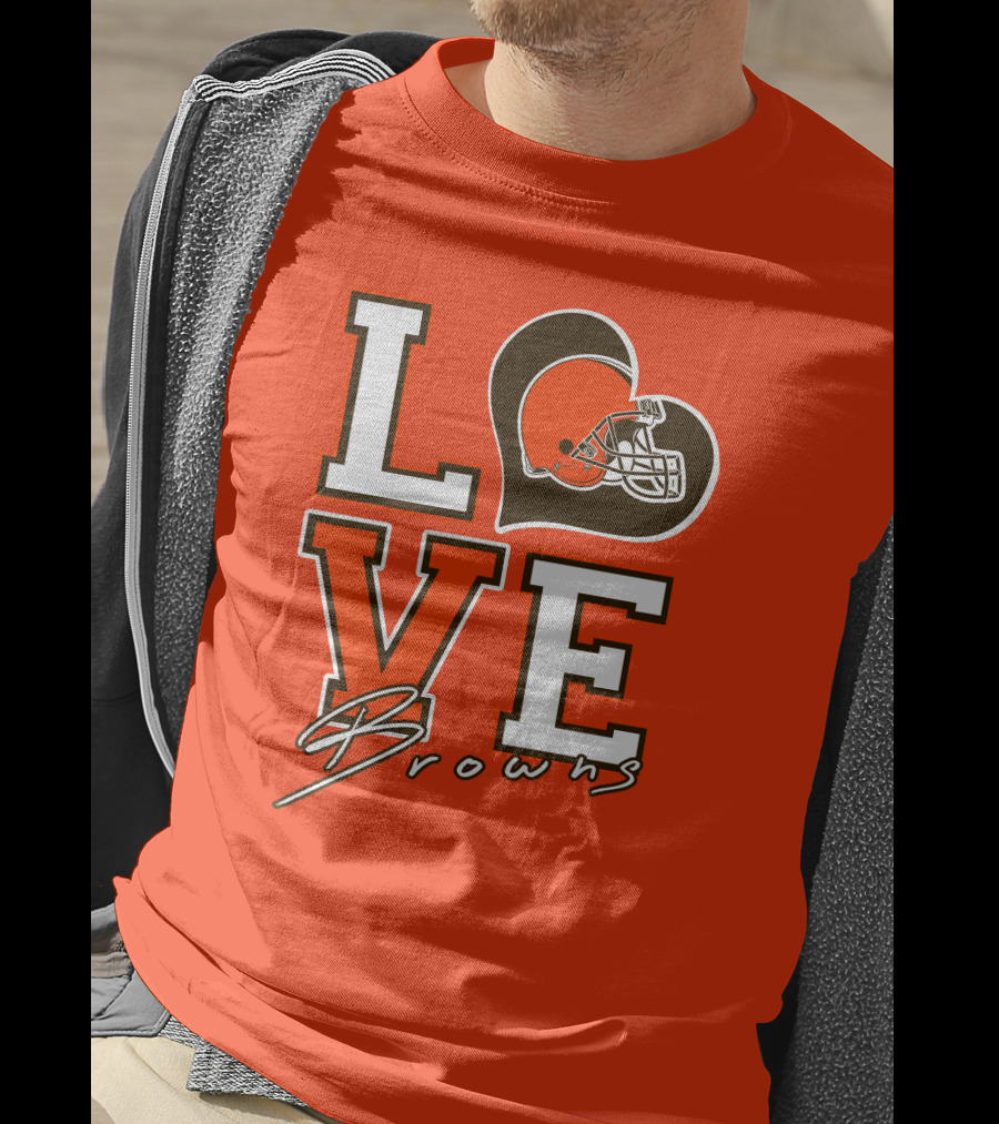 LOVE Browns Football Helmet Heart T-Shirt