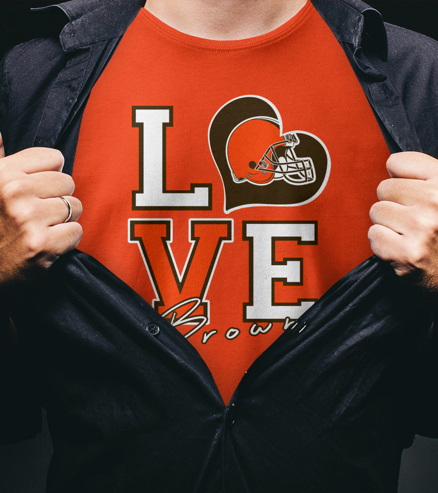LOVE Browns Football Helmet Heart T-Shirt