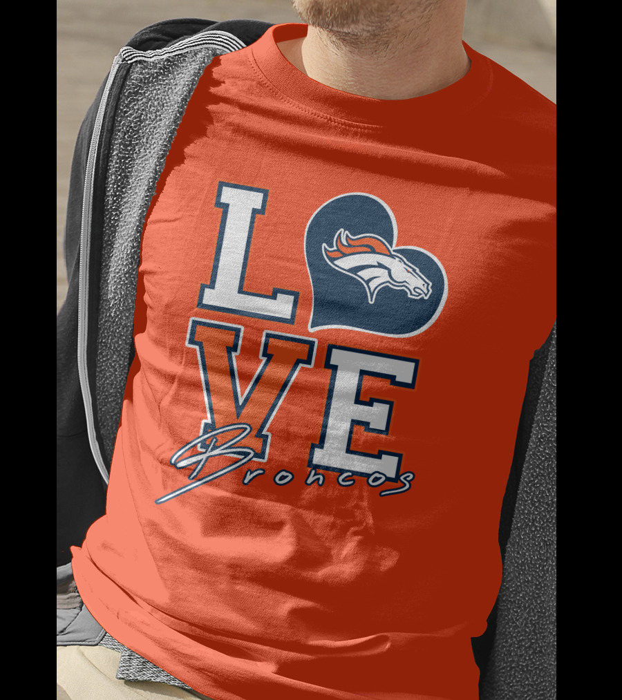 Love Broncos Denver Broncos Heart T-Shirt