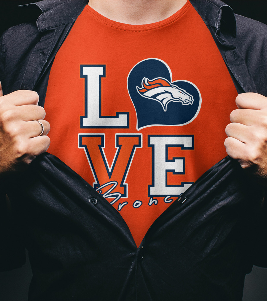 Love Broncos Denver Broncos Heart T-Shirt