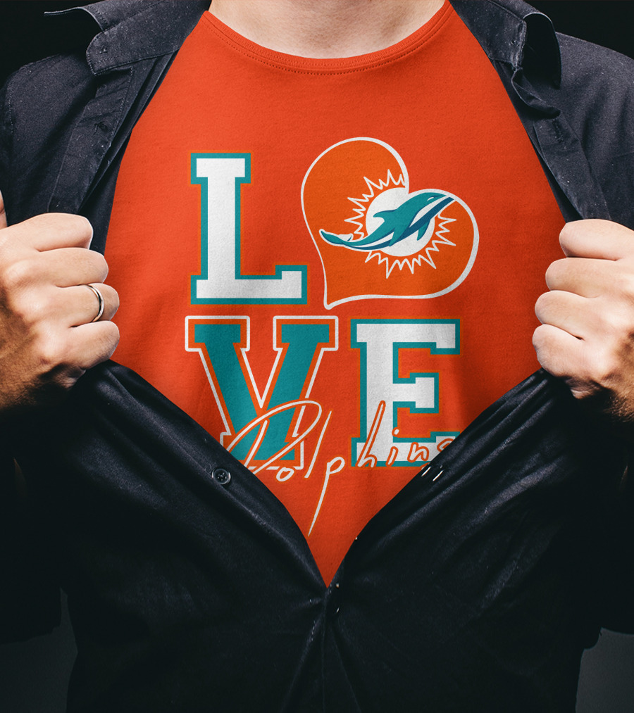 LOVE Dolphins Miami Heart T-Shirt
