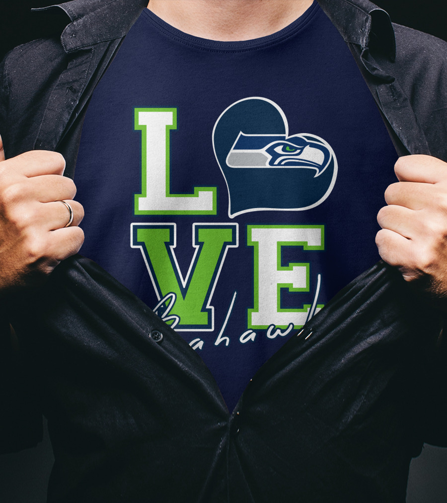 LOVE Seattle Seahawks Heart T-Shirt