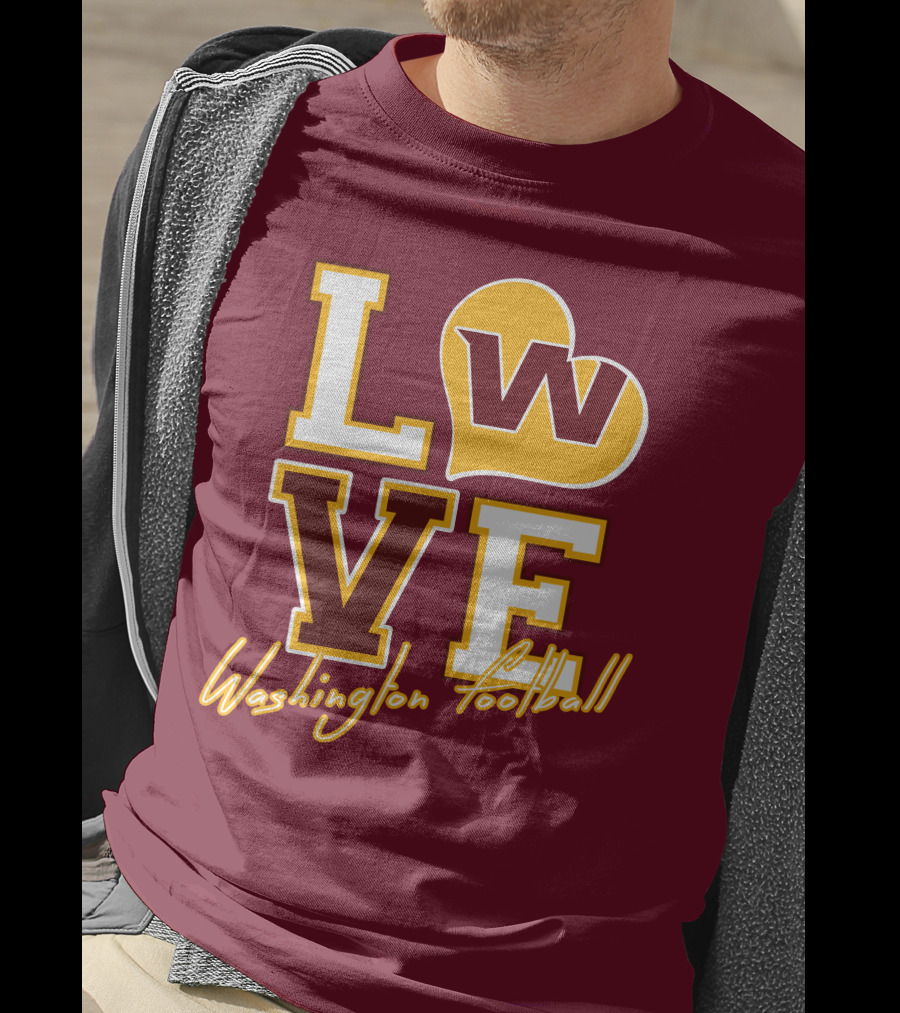 Washington Football Love W Heart T-Shirt