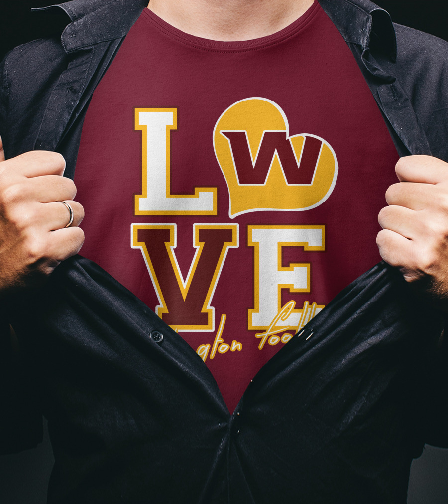 Washington Football Love W Heart T-Shirt