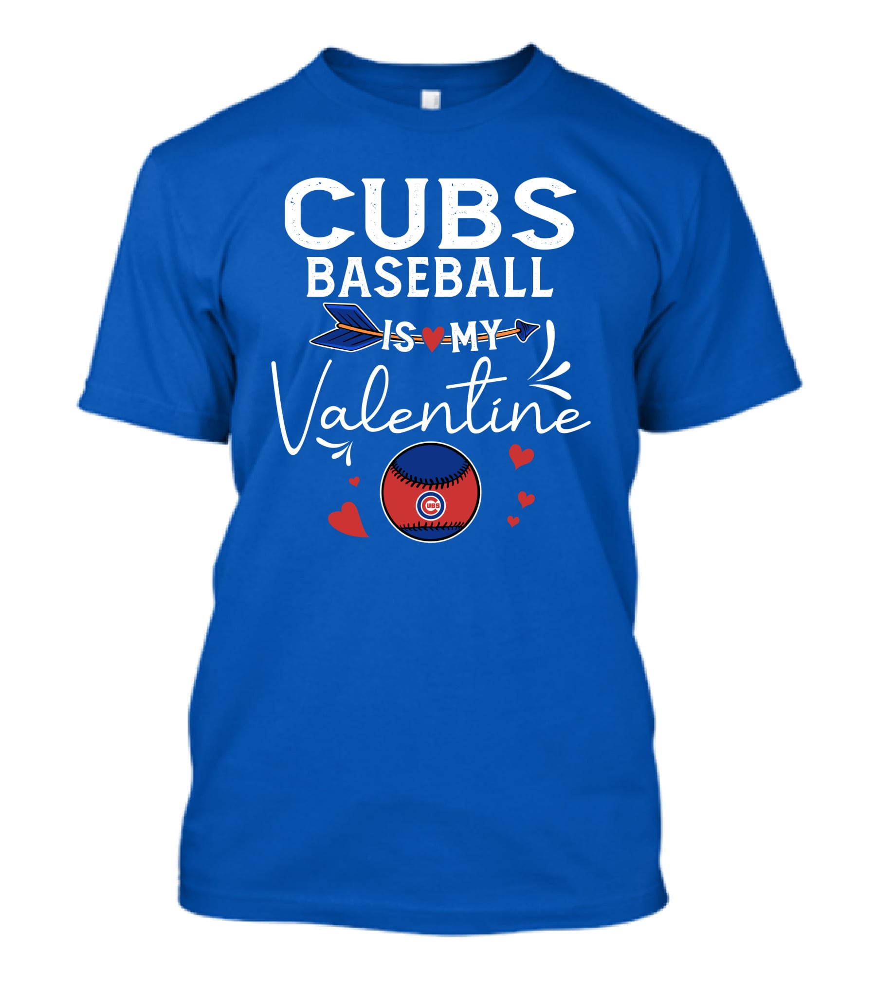Cubs Baseball Is My Valentine With Hearts And Arrow T-Shirt