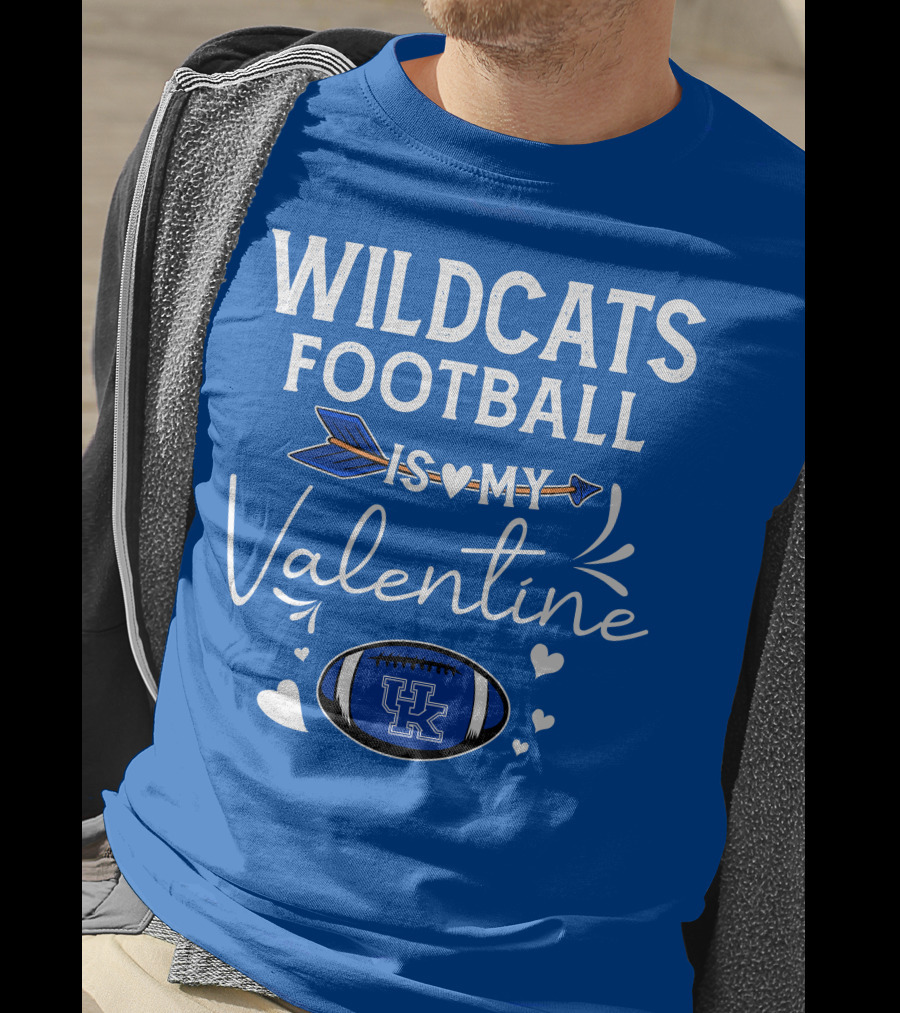 Wildcats Football Is My Valentine UK Football Heart Arrow T-Shirt