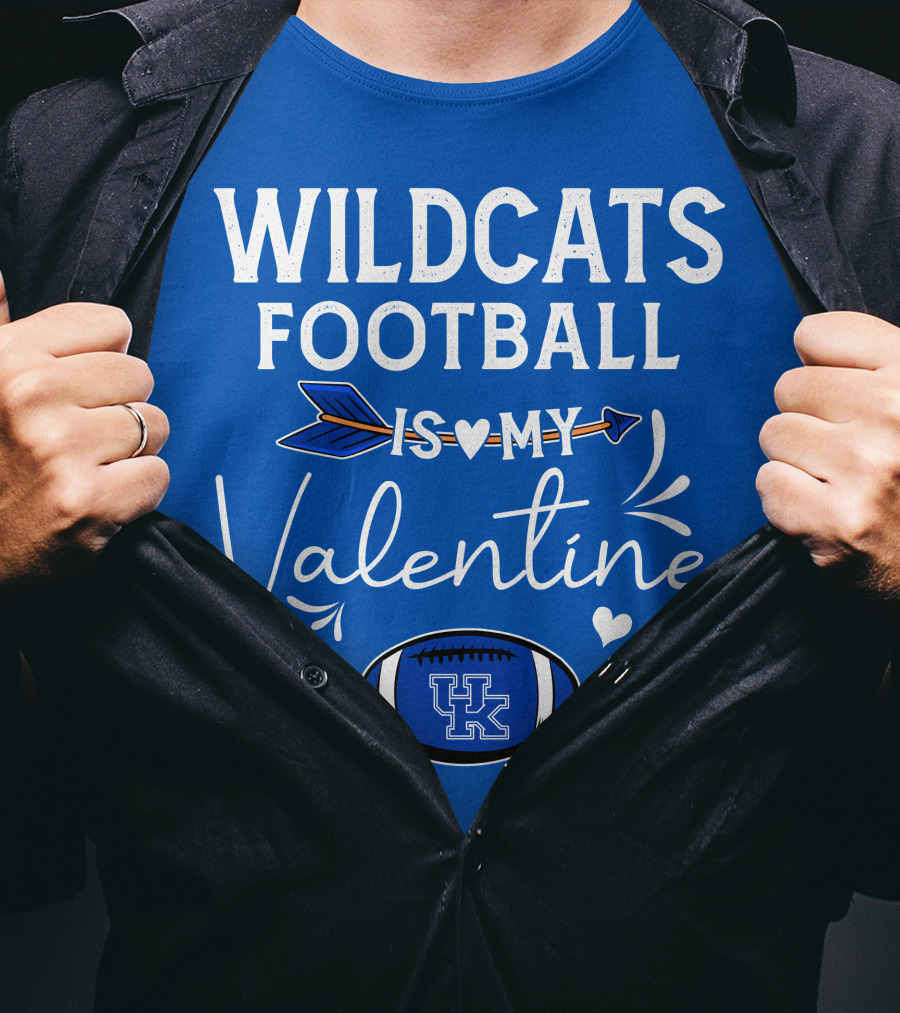 Wildcats Football Is My Valentine UK Football Heart Arrow T-Shirt