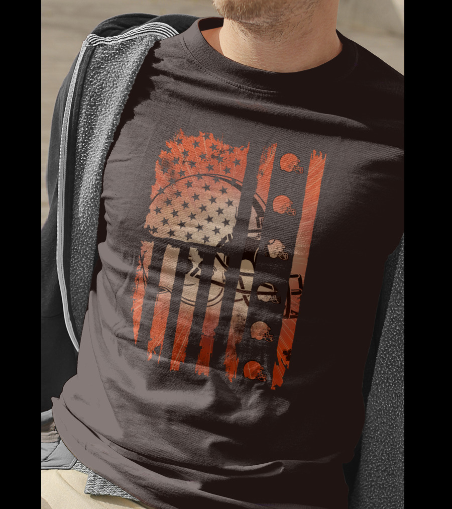 Cleveland Browns Helmet American Flag Edition T-Shirt
