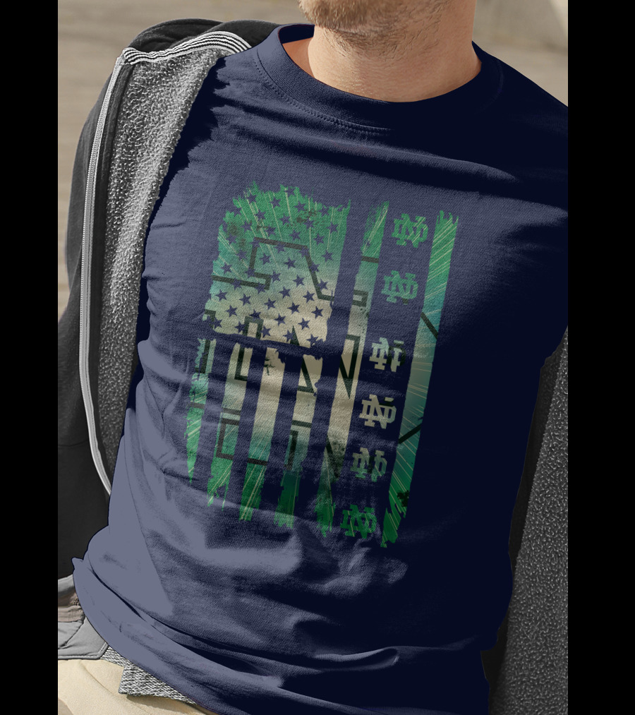 Notre Dame Nd American Flag Fighting Irish T-Shirt