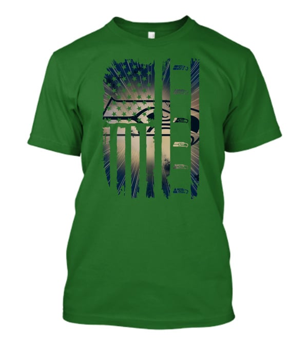Seattle Seahawks American Flag Distressed Vintage T-Shirt